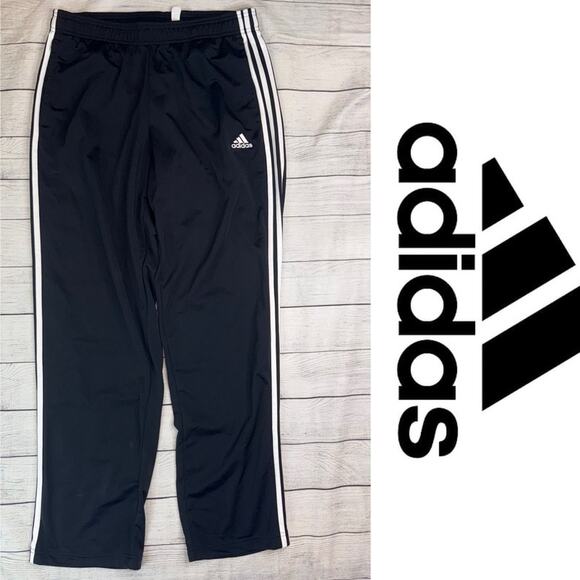 ADIDAS Men's Essential Classic 3-Stripe Casual Track Pants Black & White Large - Picture 1 of 6